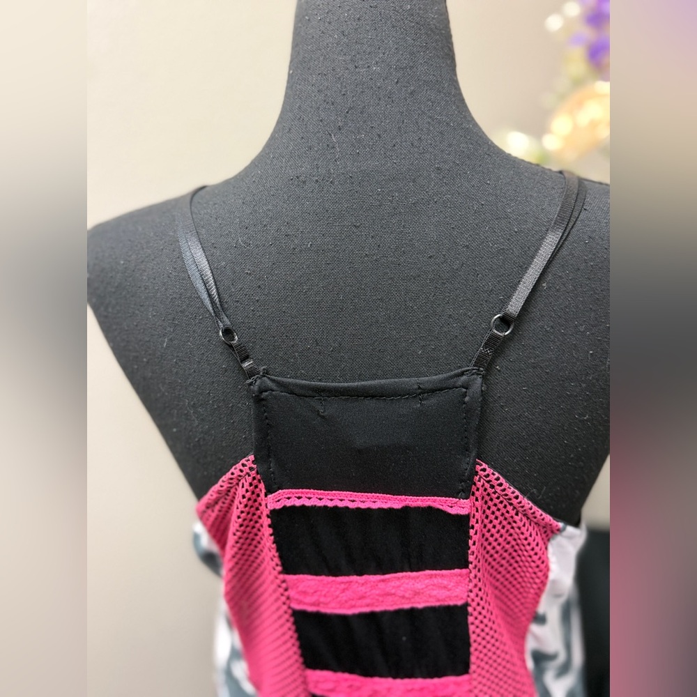 Bacci Unique Summer Pink Floral & Black Whimsical Ruffle Hem Dress Size L - Picture 7 of 12